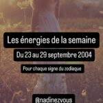 Cette semaine du 23 au 29 septembre 2024, les énergies célestes sont marquées par la quête d'équilibre apportée par l'équinoxe d'automne. 🌕✨ Chaque signe est invité à réfléchir à ses priorités, à lâcher prise sur ce qui ne sert plus et à accueillir de nouvelles opportunités. Que vous soyez à la recherche de stabilité, d'introspection ou de renouveau, cette période favorise l'harmonisation des énergies. 🌿